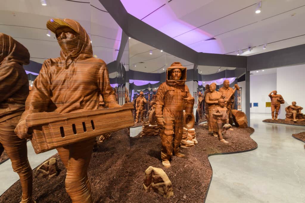Guillermo Bert, Warriors, 3D printed wooden sculptures